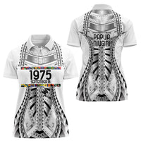 Independen Stet bilong Papua Niugini 1975 Women Polo Shirt White Tribal Papua New Guinea Province Flag LT9 - Polynesian Pride
