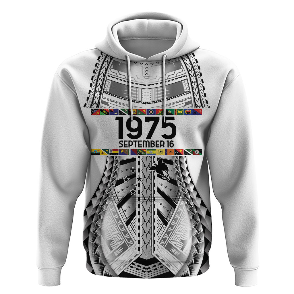 Independen Stet bilong Papua Niugini 1975 Zip Hoodie White Tribal Papua New Guinea Province Flag LT9 Pullover Hoodie White - Polynesian Pride