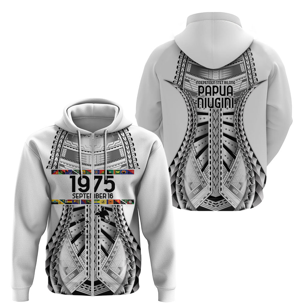 Independen Stet bilong Papua Niugini 1975 Zip Hoodie White Tribal Papua New Guinea Province Flag LT9 - Polynesian Pride