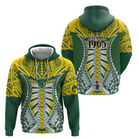 Cook Islands 1965 National Pride Hoodie Green Yellow Tribal Pattern LT9 - Polynesian Pride