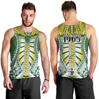 Cook Islands 1965 National Pride Men Tank Top Green Yellow Tribal Pattern LT9 - Polynesian Pride
