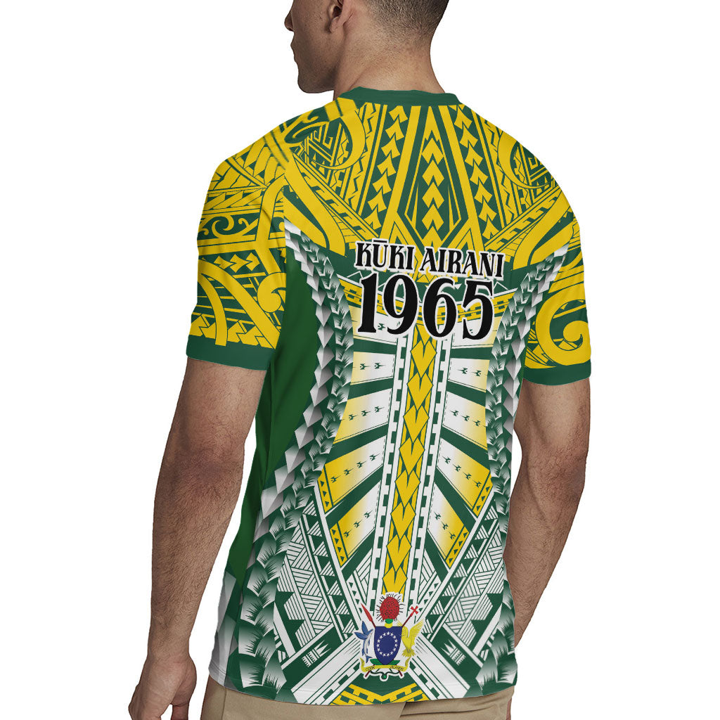 Cook Islands 1965 National Pride Rugby Jersey Green Yellow Tribal Pattern LT9 - Polynesian Pride