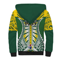 Cook Islands 1965 National Pride Sherpa Hoodie Green Yellow Tribal Pattern LT9 - Polynesian Pride