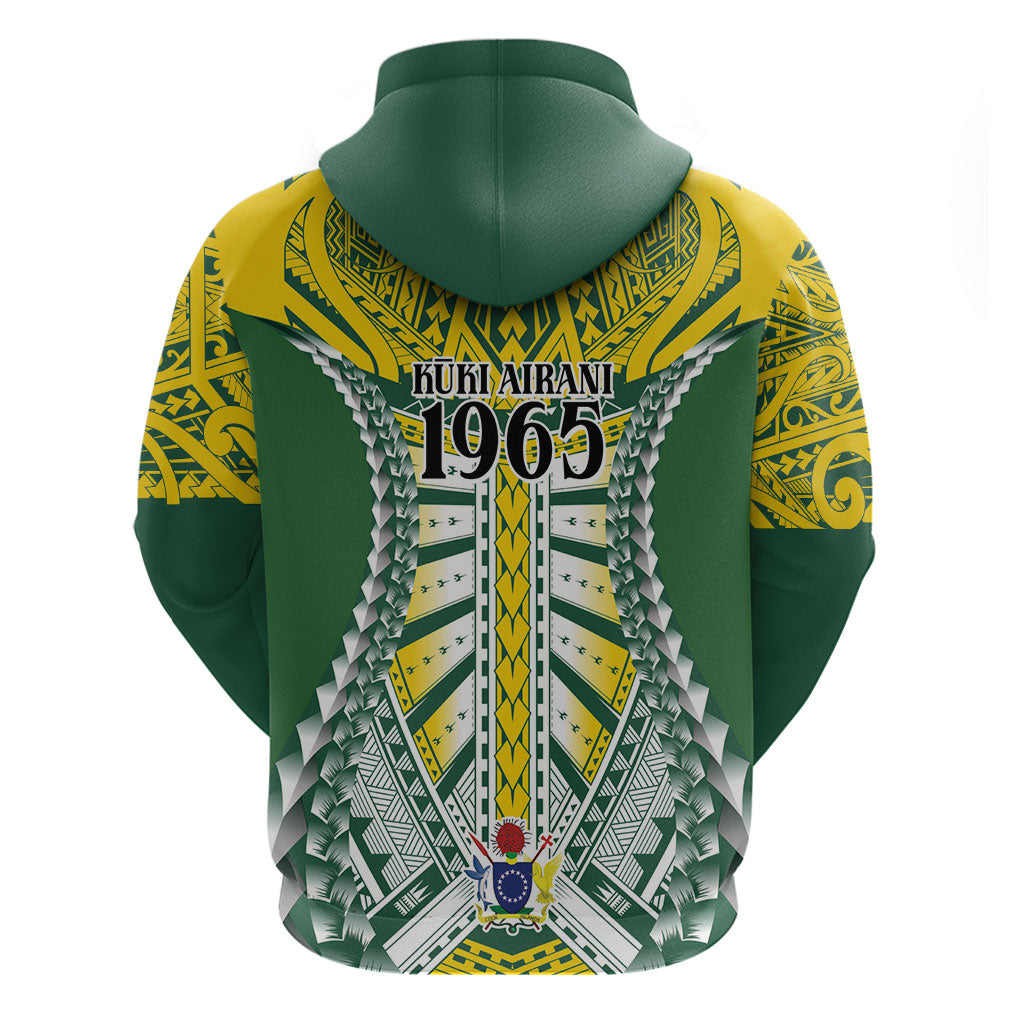 Cook Islands 1965 National Pride Zip Hoodie Green Yellow Tribal Pattern LT9 - Polynesian Pride