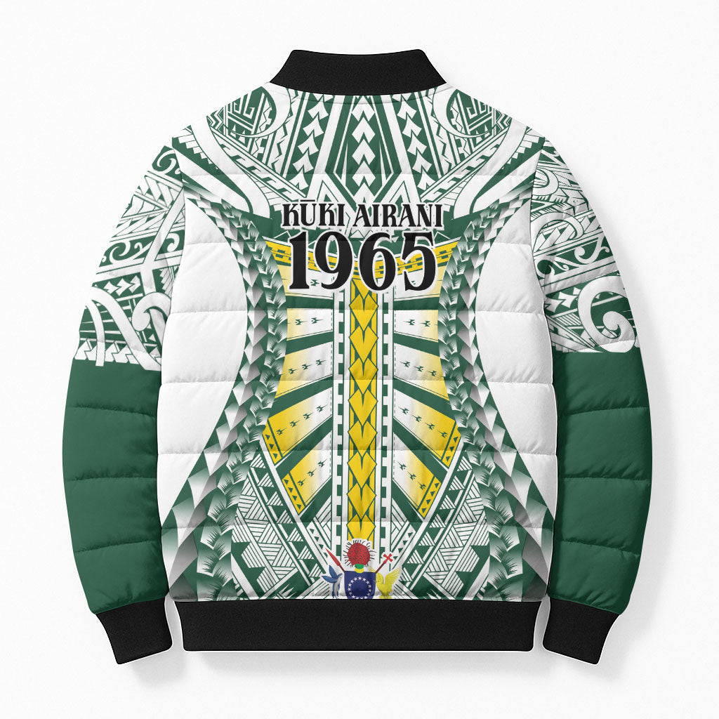 Cook Islands 1965 National Pride Bomber Puffer Jacket White Tribal Pattern LT9 - Polynesian Pride