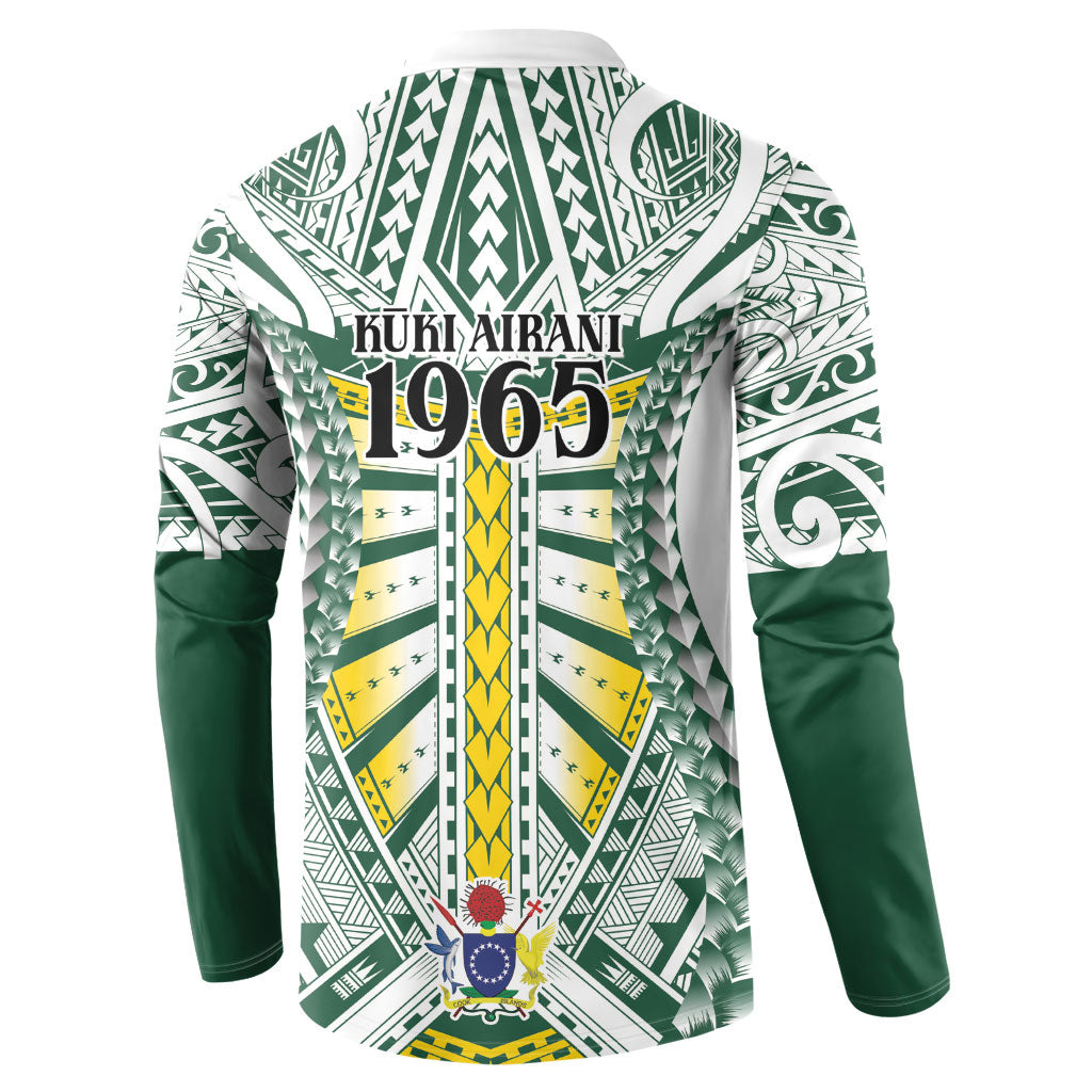 Cook Islands 1965 National Pride Button Sweatshirt White Tribal Pattern LT9 - Polynesian Pride