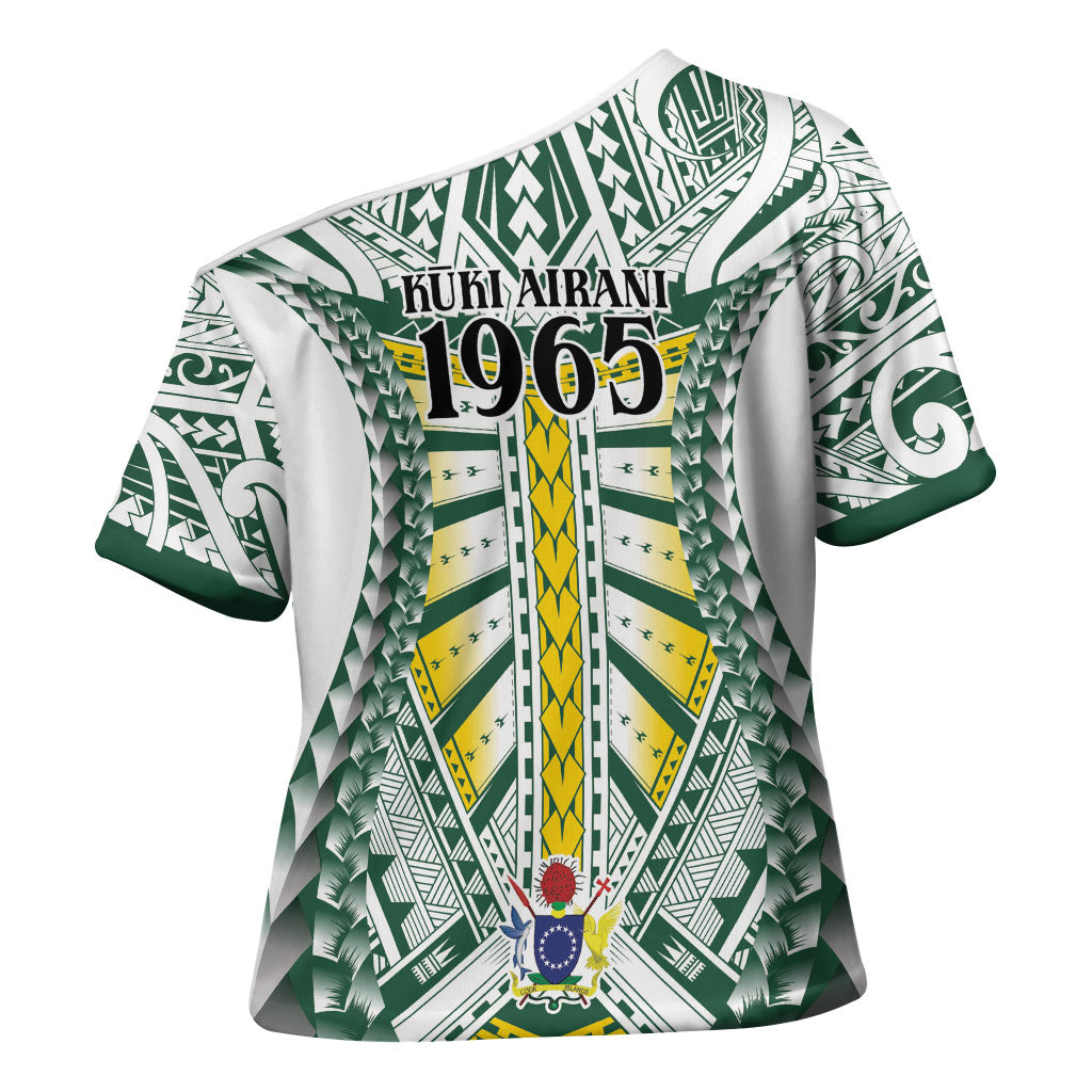 Cook Islands 1965 National Pride Cross Shoulder Shirt White Tribal Pattern LT9 - Polynesian Pride
