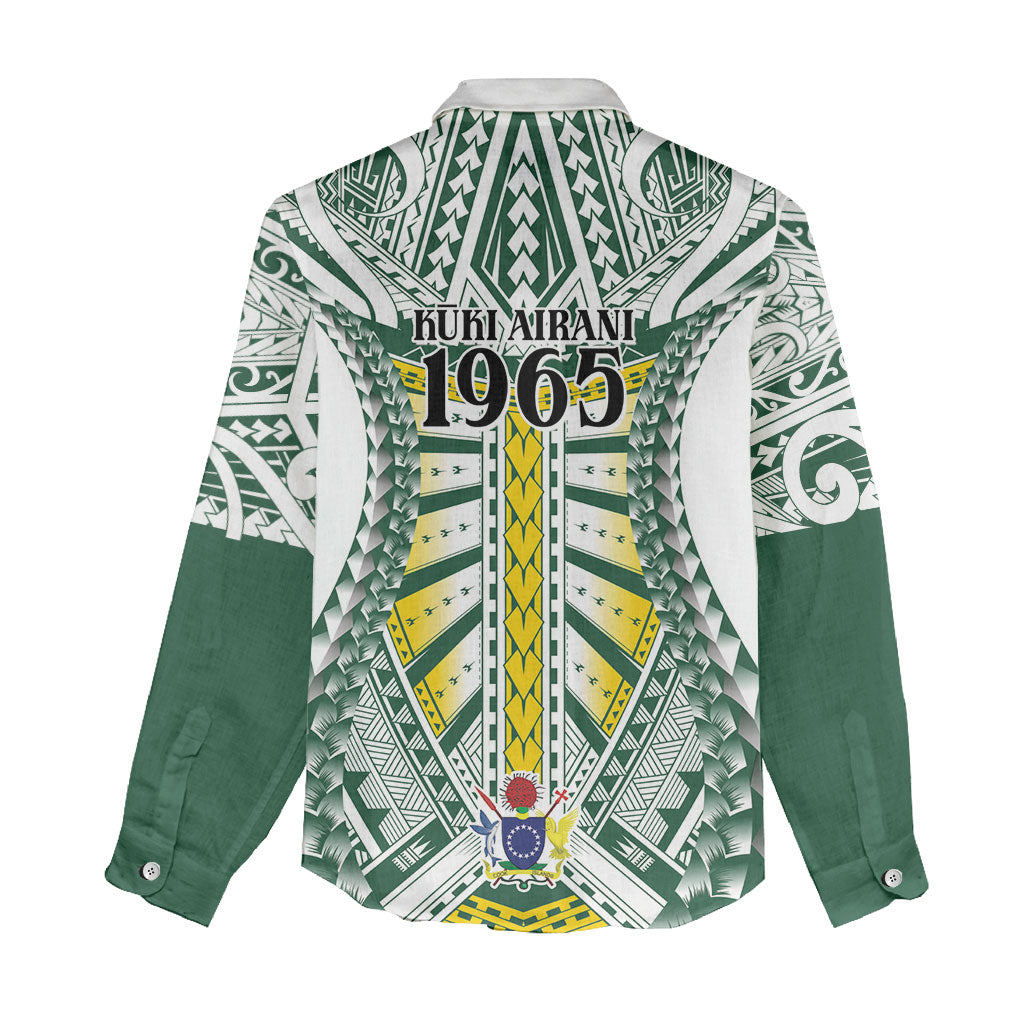 Cook Islands 1965 National Pride Women Casual Shirt White Tribal Pattern LT9 - Polynesian Pride