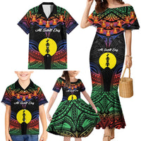 Personalised New Caledonia All Saints Day Family Matching Mermaid Dress and Hawaiian Shirt Candle Light with Polynesian Style LT9 - Polynesian Pride