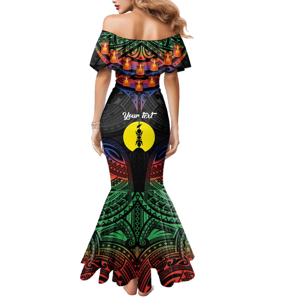 Personalised New Caledonia All Saints Day Family Matching Mermaid Dress and Hawaiian Shirt Candle Light with Polynesian Style LT9 - Polynesian Pride