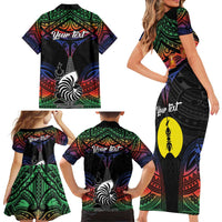 Personalised New Caledonia All Saints Day Family Matching Short Sleeve Bodycon Dress and Hawaiian Shirt Candle Light with Polynesian Style LT9 - Polynesian Pride