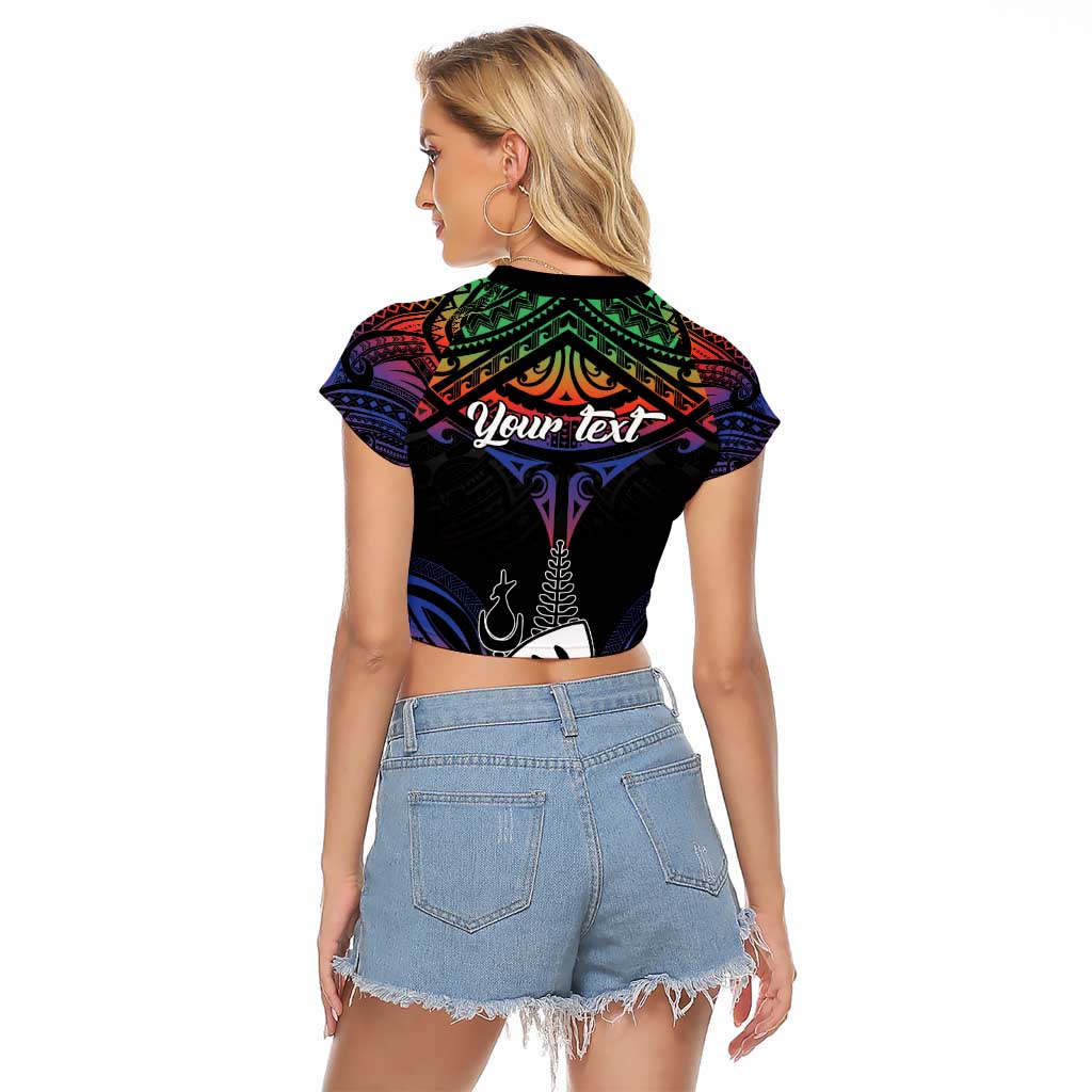 Personalised New Caledonia All Saints Day Raglan Cropped T Shirt Candle Light with Polynesian Style
