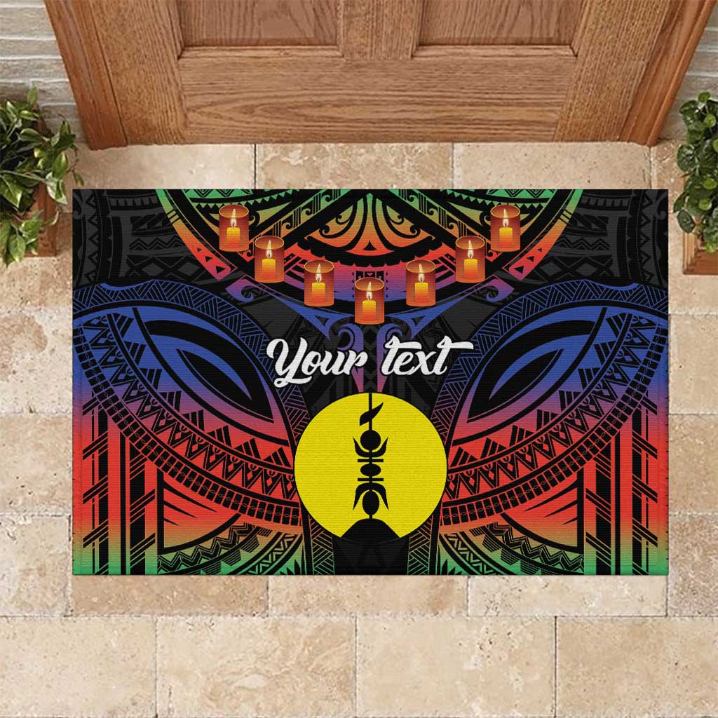 Personalised New Caledonia All Saints Day Rubber Doormat Candle Light with Polynesian Style