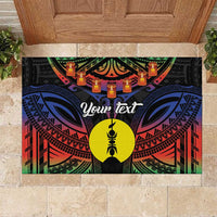 Personalised New Caledonia All Saints Day Rubber Doormat Candle Light with Polynesian Style LT9 Black - Polynesian Pride
