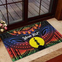 Personalised New Caledonia All Saints Day Rubber Doormat Candle Light with Polynesian Style LT9 - Polynesian Pride