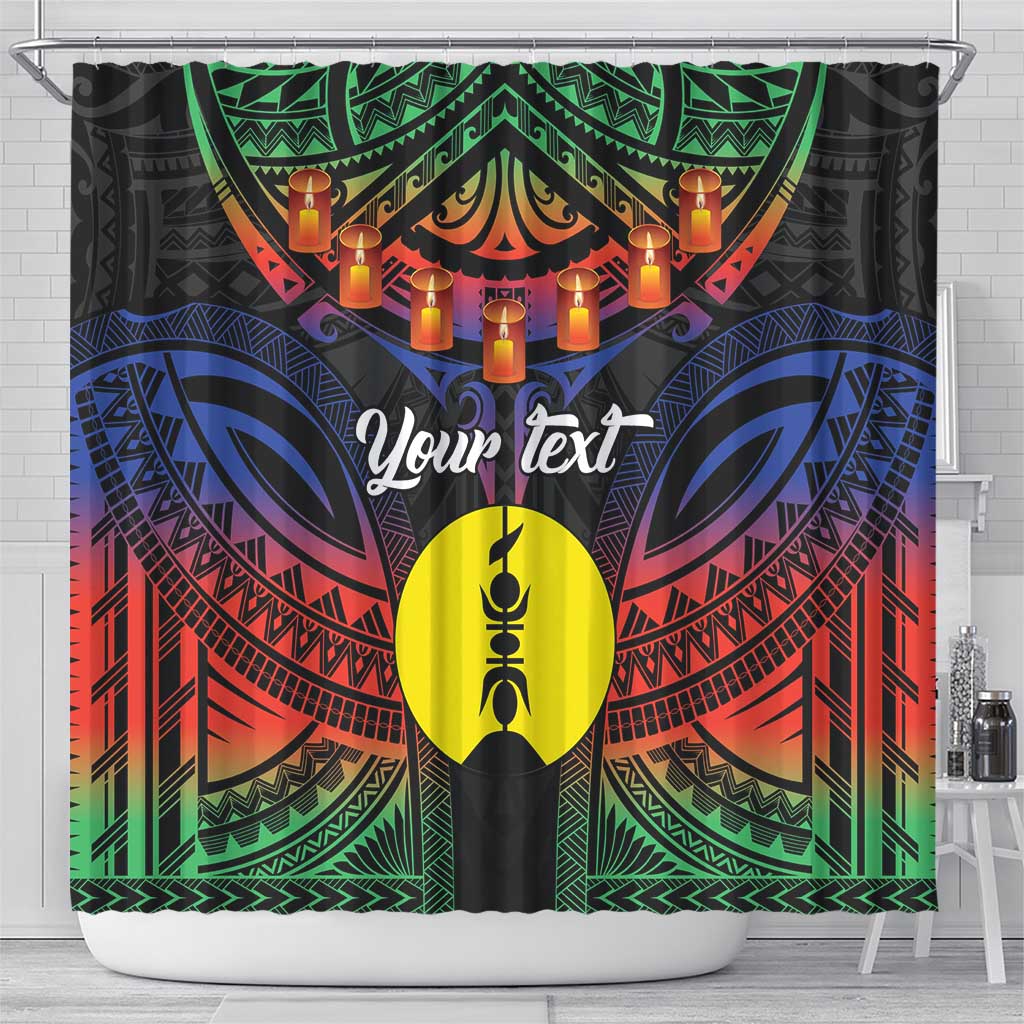 Personalised New Caledonia All Saints Day Shower Curtain Candle Light with Polynesian Style LT9 - Polynesian Pride