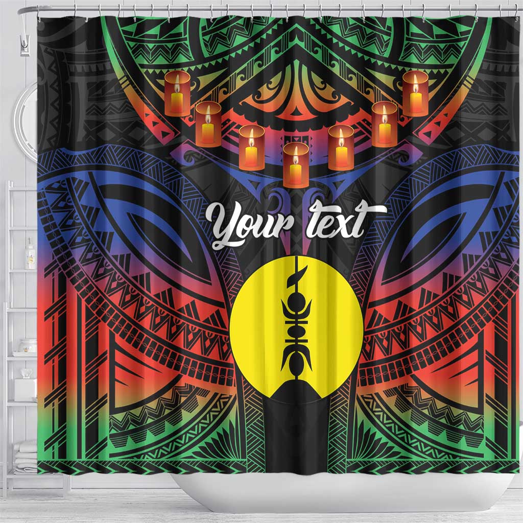 Personalised New Caledonia All Saints Day Shower Curtain Candle Light with Polynesian Style LT9 - Polynesian Pride