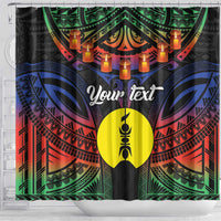 Personalised New Caledonia All Saints Day Shower Curtain Candle Light with Polynesian Style LT9 - Polynesian Pride