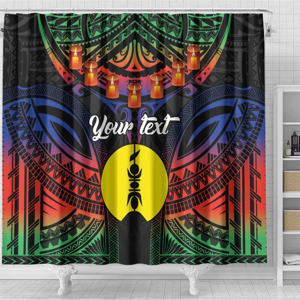 Personalised New Caledonia All Saints Day Shower Curtain Candle Light with Polynesian Style LT9 - Polynesian Pride