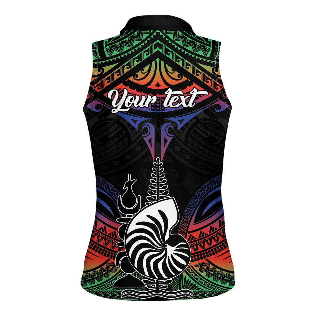 Personalised New Caledonia All Saints Day Women Sleeveless Polo Shirt Candle Light with Polynesian Style LT9 - Polynesian Pride