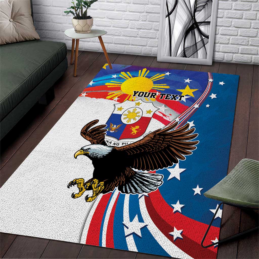 Personalized Filipino-American Area Rug The Eight-Rayed Sun with Bald Eagle