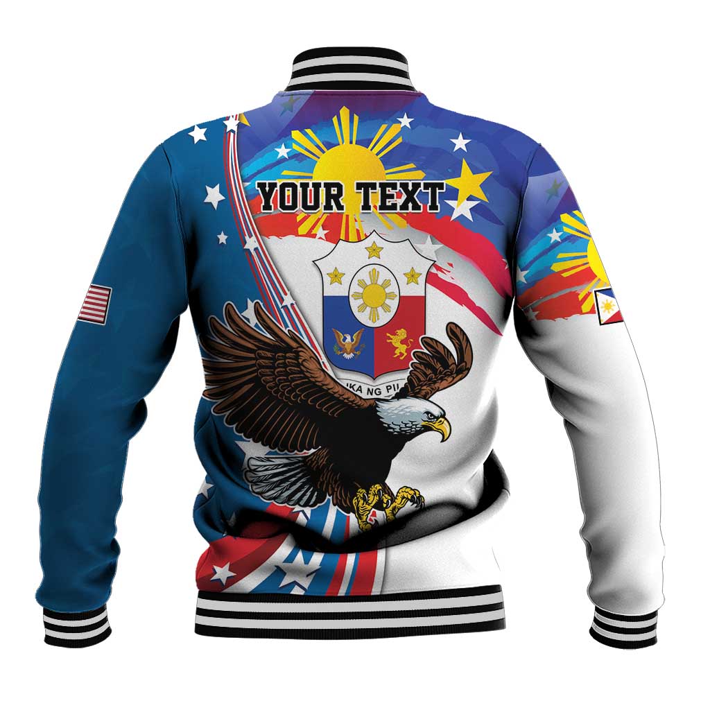 Personalized Filipino-American Baseball Jacket The Eight-Rayed Sun with Bald Eagle LT9 - Polynesian Pride
