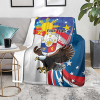 Personalized Filipino-American Blanket The Eight-Rayed Sun with Bald Eagle