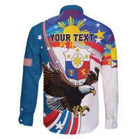 Personalized Filipino-American Family Matching Mermaid Dress and Hawaiian Shirt The Eight-Rayed Sun with Bald Eagle LT9 - Polynesian Pride