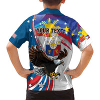 Personalized Filipino-American Family Matching Off Shoulder Maxi Dress and Hawaiian Shirt The Eight-Rayed Sun with Bald Eagle LT9 - Polynesian Pride