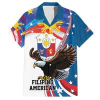 Personalized Filipino-American Family Matching Off Shoulder Maxi Dress and Hawaiian Shirt The Eight-Rayed Sun with Bald Eagle LT9 Dad's Shirt - Short Sleeve Blue - Polynesian Pride
