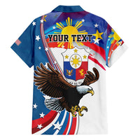 Personalized Filipino-American Family Matching Off Shoulder Maxi Dress and Hawaiian Shirt The Eight-Rayed Sun with Bald Eagle LT9 - Polynesian Pride