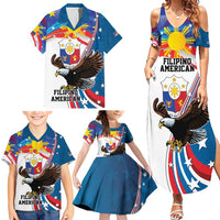 Personalized Filipino-American Family Matching Summer Maxi Dress and Hawaiian Shirt The Eight-Rayed Sun with Bald Eagle LT9 - Polynesian Pride