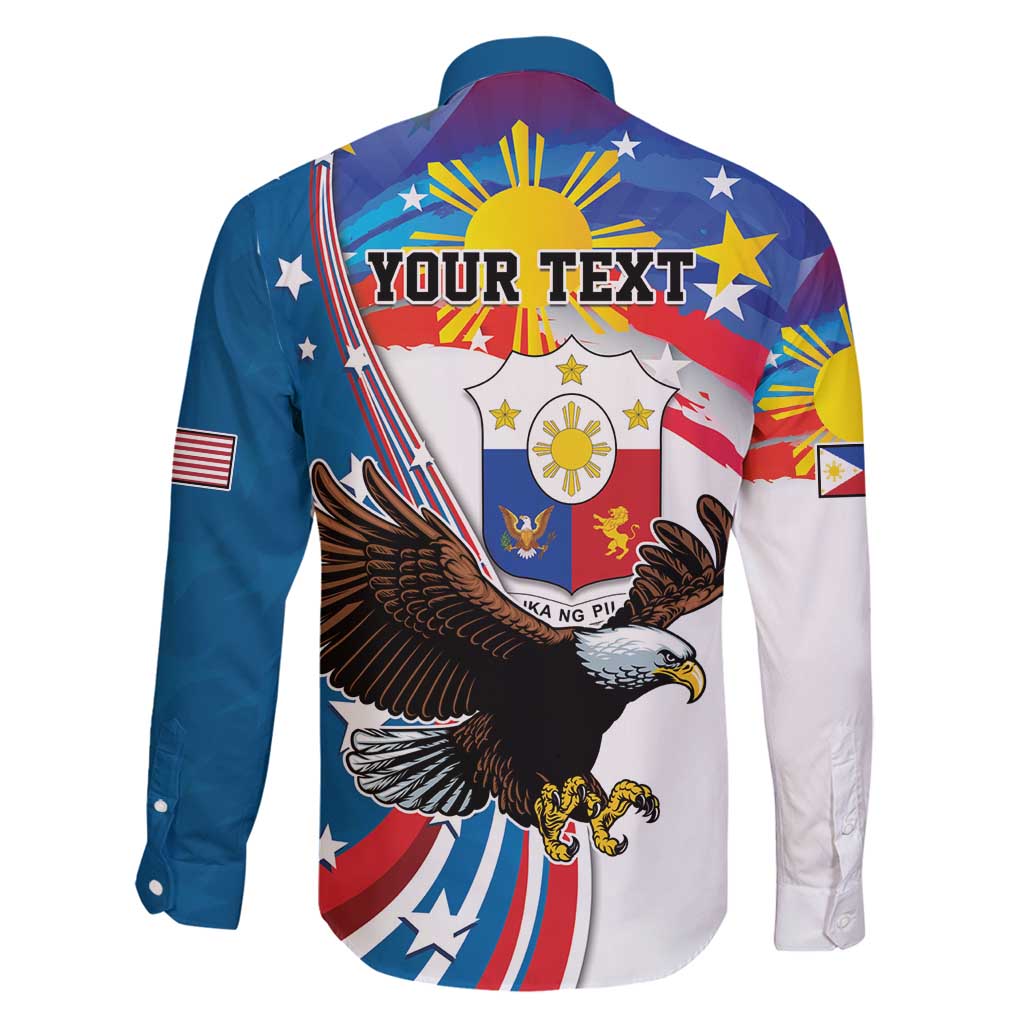Personalized Filipino-American Family Matching Tank Maxi Dress and Hawaiian Shirt The Eight-Rayed Sun with Bald Eagle LT9 - Polynesian Pride