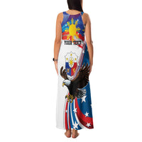 Personalized Filipino-American Family Matching Tank Maxi Dress and Hawaiian Shirt The Eight-Rayed Sun with Bald Eagle LT9 - Polynesian Pride
