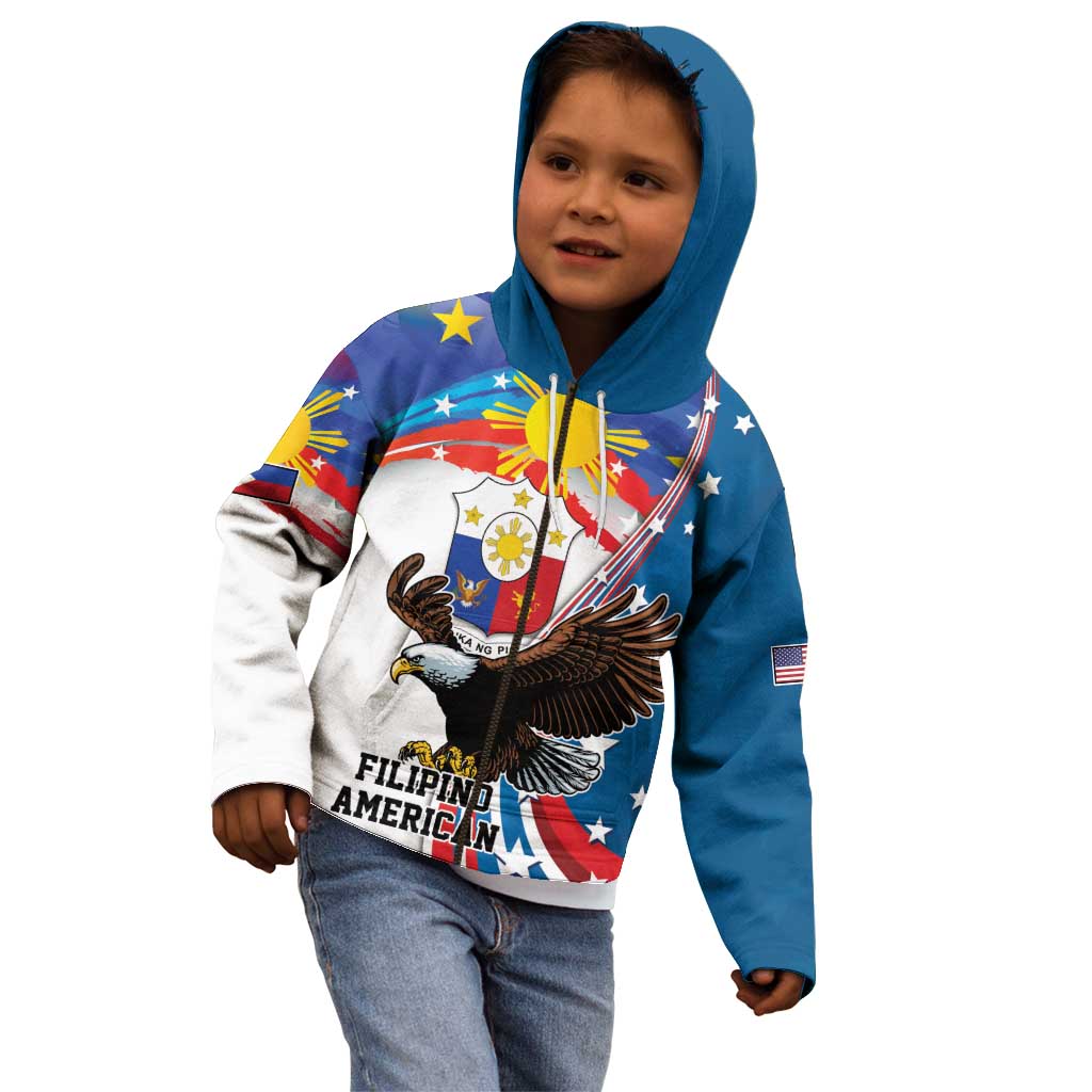 Personalized Filipino-American Kid Hoodie The Eight-Rayed Sun with Bald Eagle