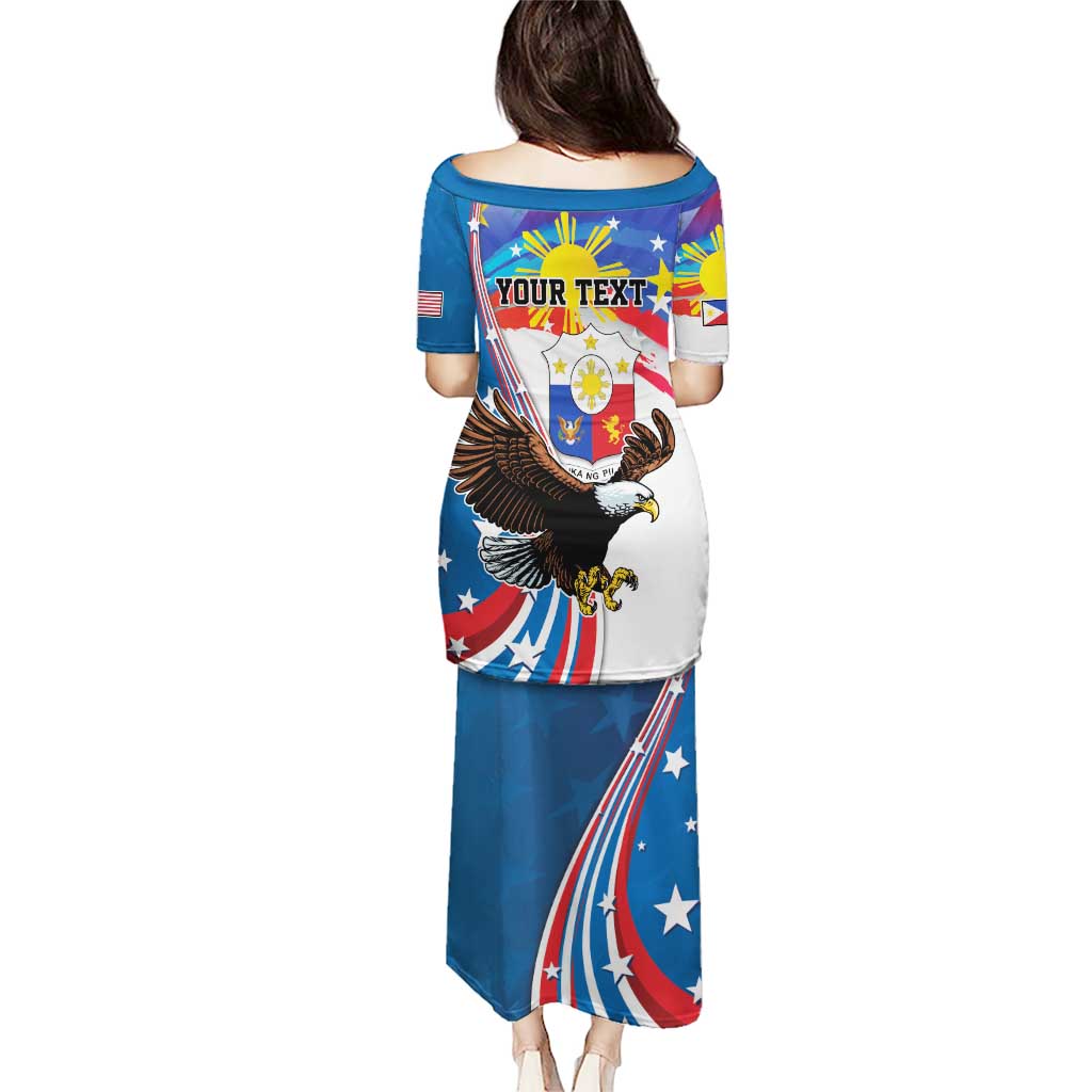 Personalized Filipino-American Puletasi The Eight-Rayed Sun with Bald Eagle