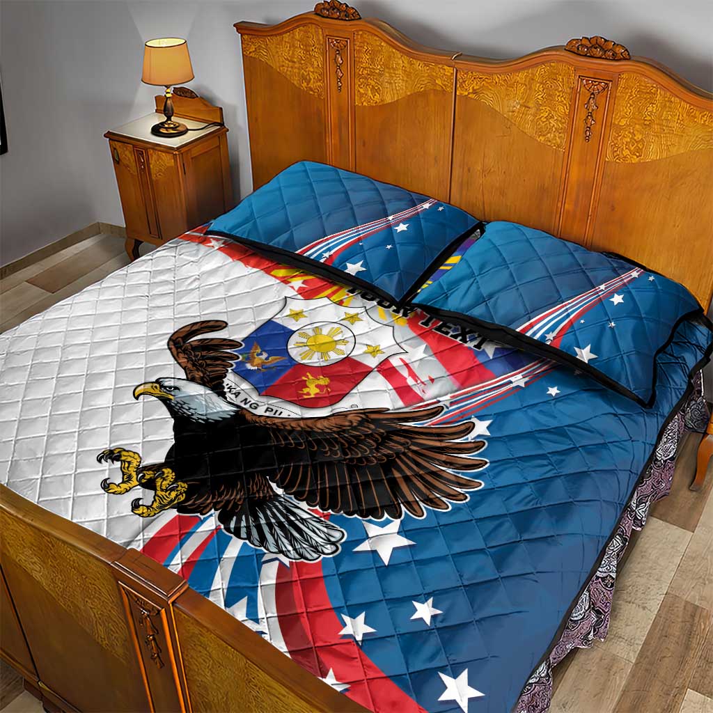 Personalized Filipino-American Quilt Bed Set The Eight-Rayed Sun with Bald Eagle
