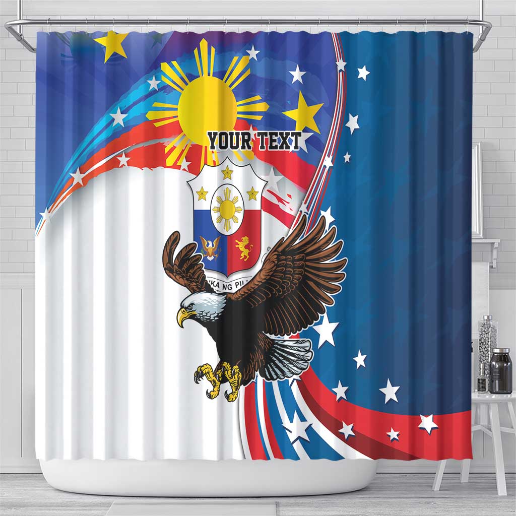 Personalized Filipino-American Shower Curtain The Eight-Rayed Sun with Bald Eagle LT9 - Polynesian Pride