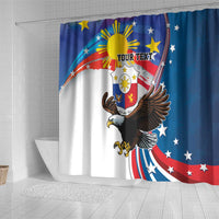 Personalized Filipino-American Shower Curtain The Eight-Rayed Sun with Bald Eagle LT9 - Polynesian Pride