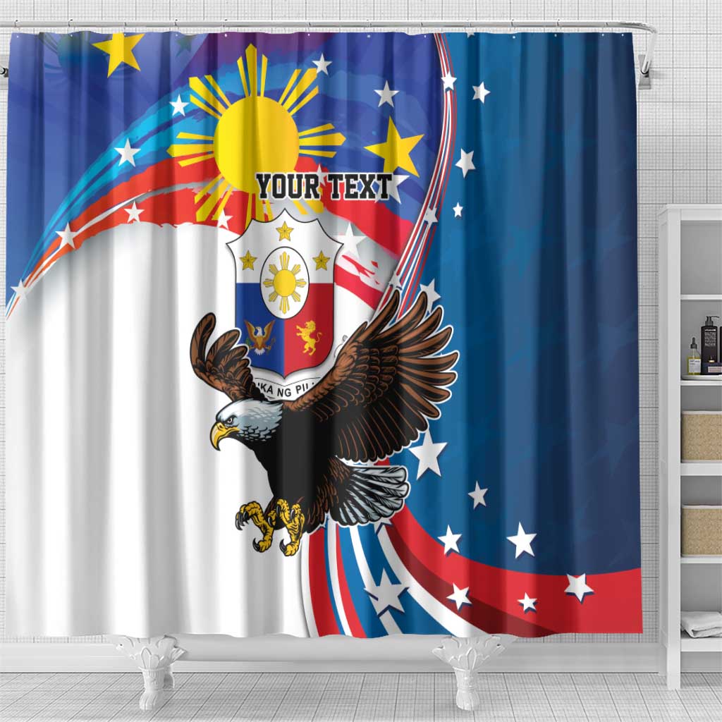 Personalized Filipino-American Shower Curtain The Eight-Rayed Sun with Bald Eagle LT9 - Polynesian Pride