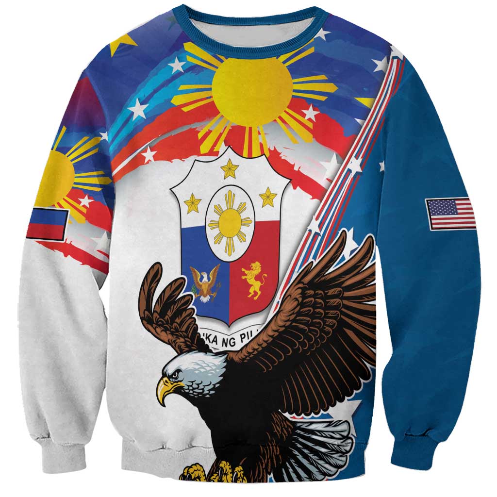 Personalized Filipino-American Sweatshirt The Eight-Rayed Sun with Bald Eagle LT9 Unisex Blue - Polynesian Pride