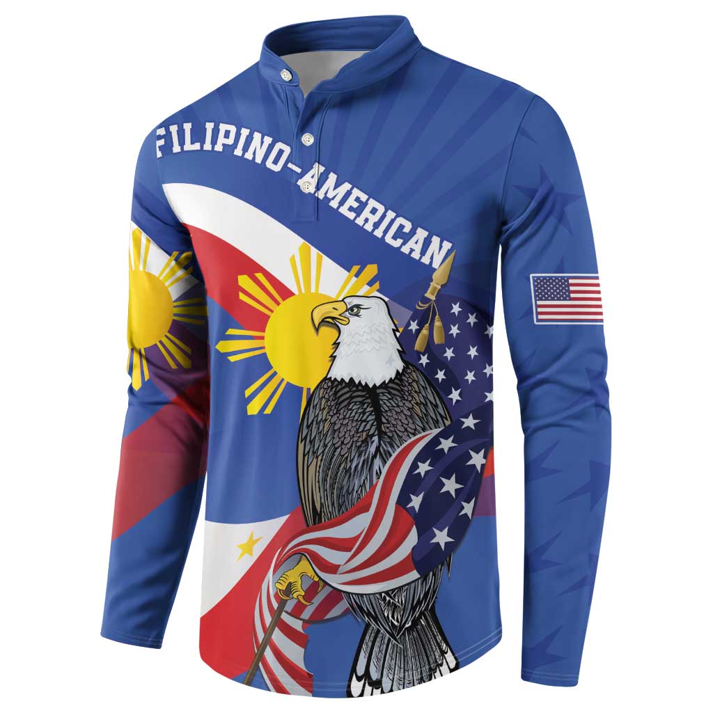 Personalized Filipino-American Button Sweatshirt Philippines Coat Of Arms with Bald Eagle LT9 - Polynesian Pride