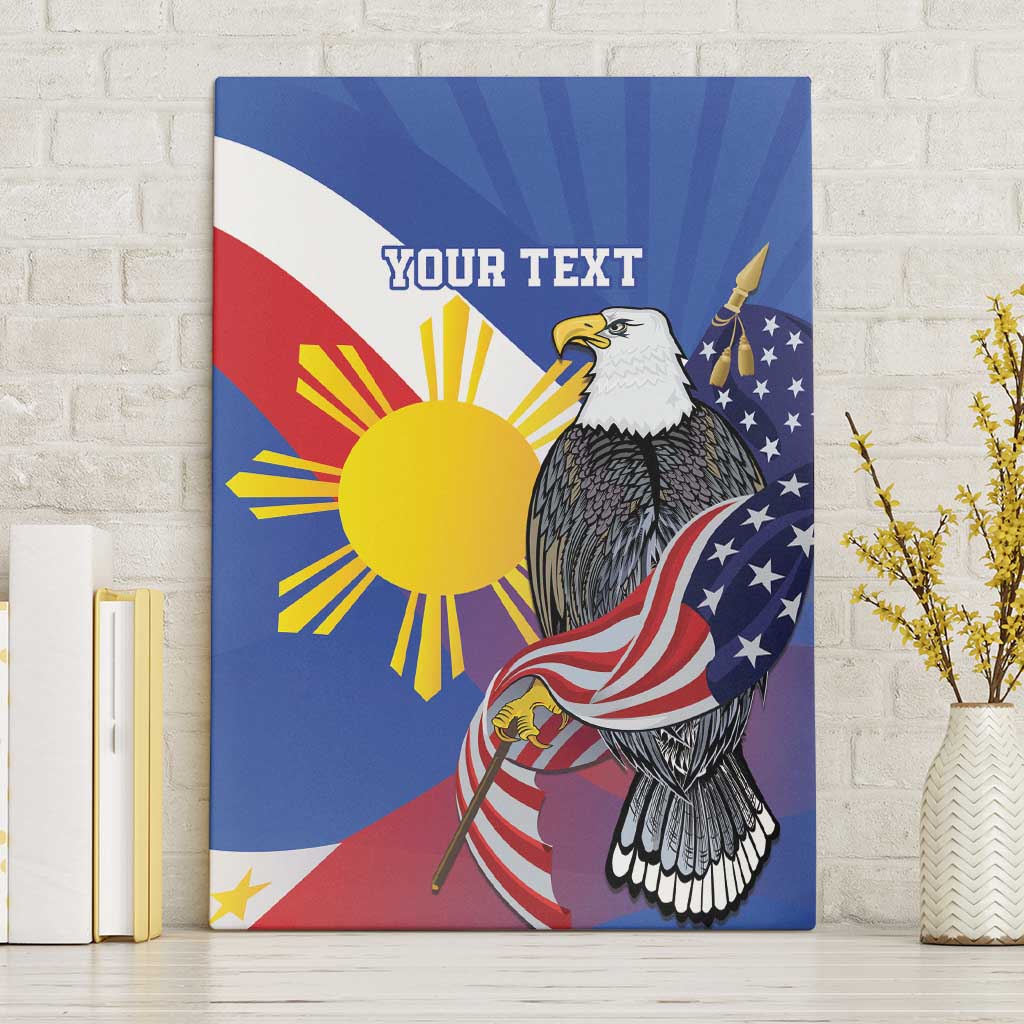 Personalized Filipino-American Canvas Wall Art Philippines Coat Of Arms with Bald Eagle