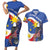 Personalized Filipino-American Couples Matching Short Sleeve Bodycon Dress and Hawaiian Shirt Philippines Coat Of Arms with Bald Eagle