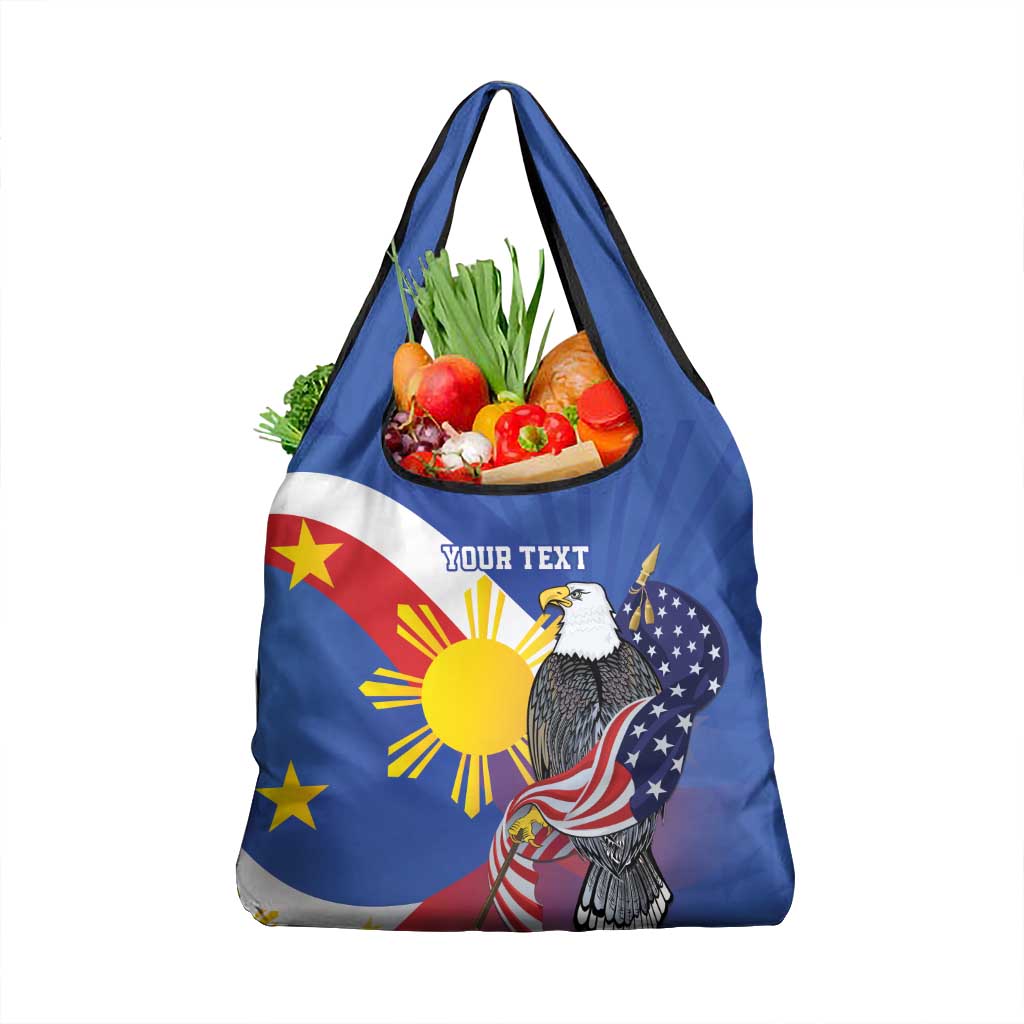 Personalized Filipino-American Grocery Bag Philippines Coat Of Arms with Bald Eagle