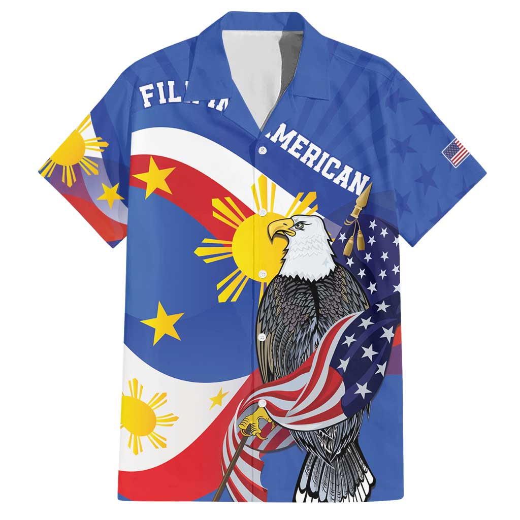 Personalized Filipino-American Hawaiian Shirt Philippines Coat Of Arms with Bald Eagle LT9 White - Polynesian Pride
