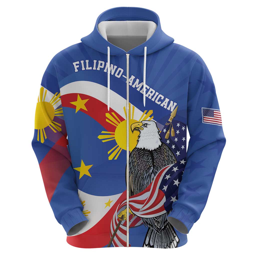 Personalized Filipino-American Hoodie Philippines Coat Of Arms with Bald Eagle