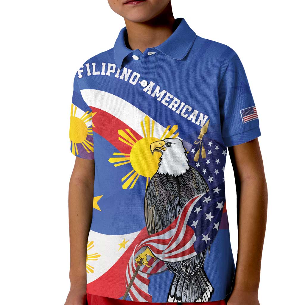 Personalized Filipino-American Kid Polo Shirt Philippines Coat Of Arms with Bald Eagle LT9 Kid White - Polynesian Pride