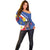 Personalized Filipino-American Off Shoulder Sweater Philippines Coat Of Arms with Bald Eagle