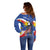 Personalized Filipino-American Off Shoulder Sweater Philippines Coat Of Arms with Bald Eagle